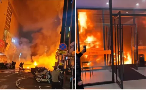 3 Dead Many Injured As Massive Fire Engulfs Building In China