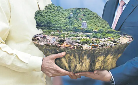 Chandrababu govt Cheap land deals for real estate companies