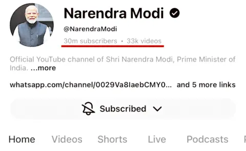  PM Modi YouTube Channel Surpasses 3 Crore Subscribers