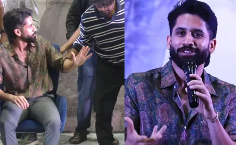 Naga Chaitanya Fall Down His Vrushakarma Movie event