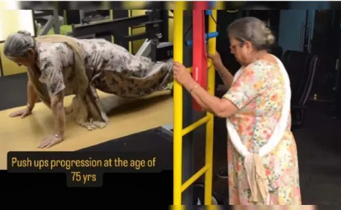  A 75-year-old woman perfecting push-ups  In 12 Weeks