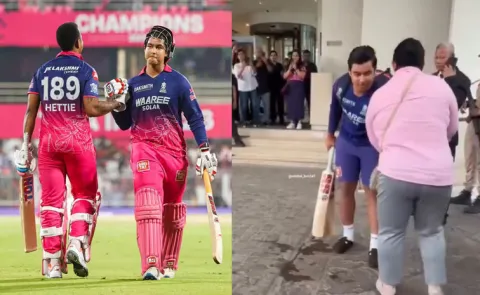 Vaibhav Sooryavanshi touched the feet of Riyan Parag Mother, Take Blessings