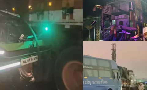 Private Travels Bus Crashes Into Divider In Tirupati District