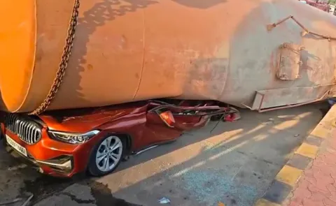 A major road accident took place at the Keesara Toll Plaza in NTR District