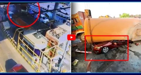 Keesara Toll Plaza BMW Car Accident CCTV Footage 1