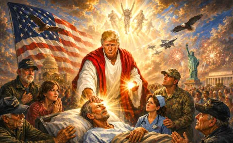 Donald Trump counter to Pope Leo posts AI image of himself as Jesus Christ
