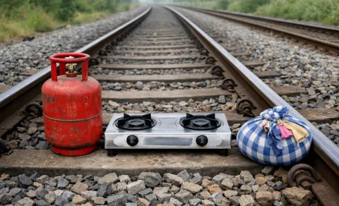 gas cylinder on railway track delays trains