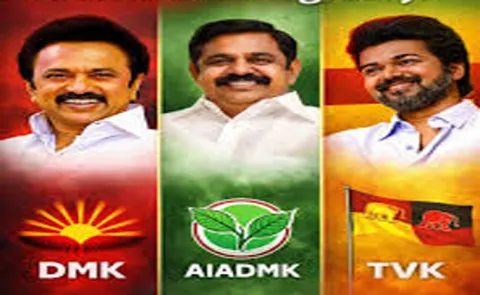 Dmk, Aiadmk and Tvk Triangular war in Tamilnadu Elections 2026