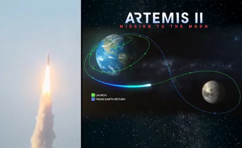 Nasa launched four astronauts on first Moon mission