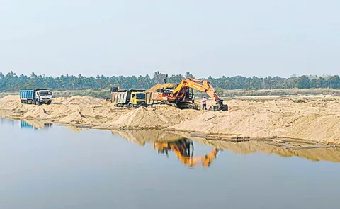 Illegal sand mining with machinery from Uttarandhra to Rayalaseema