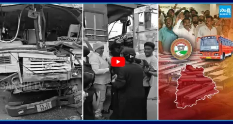 RTC Bus Hits Divider As Private Driver Drives In Karimnagar Bypass 1