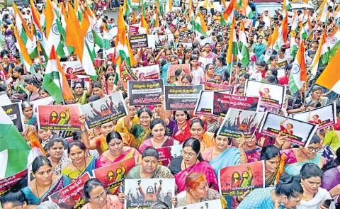 BJP Mahila Agra Yatra in protest against Congress blocking of Womens Reservation Bill