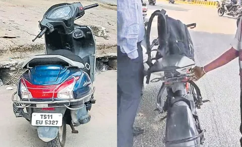 Raidurgam traffic police bike without number plate case