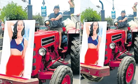 obscene photo on commercial waste tractor 