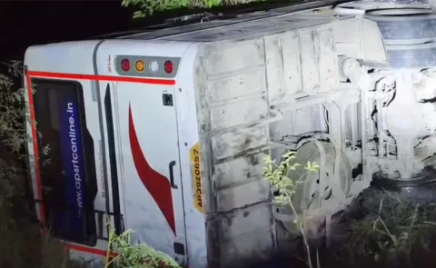 Rtc Bus Overturns In Nellore District