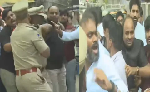Police Over Action With YSRCP Leaders AT ABN Office