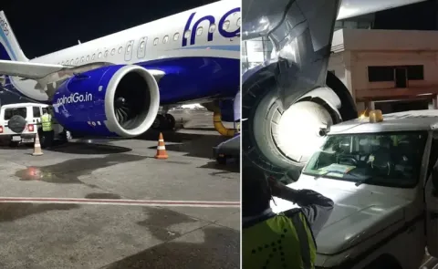 IndiGo plane grounded after catering SUV rams into engine at Kolkata Airport