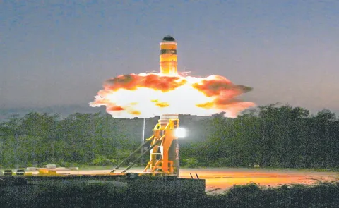 India successfully conducted the flight-test of an advanced Agni-5 missile