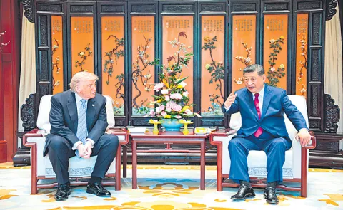 US President Donald Trump and Chinese leader Xi Jinping attend bilateral meeting
