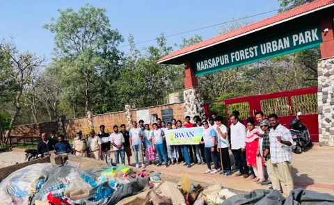 Officials cleaning drive in Narsapur forest