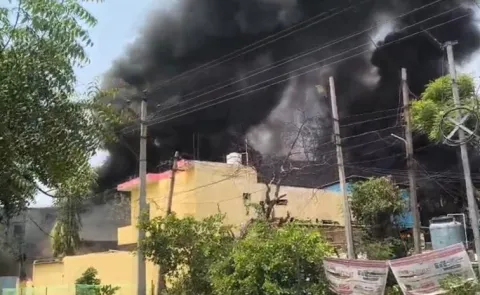 A fire in a medical industrial building