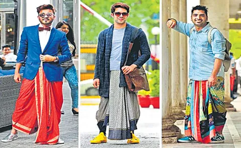 saree change to men usage as dhoti new fashion
