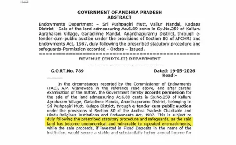 Endowment lands for sale in Anantapur district