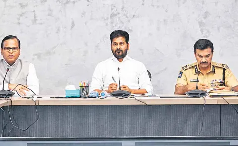 CM Revanth Reddy at a meeting of police officials