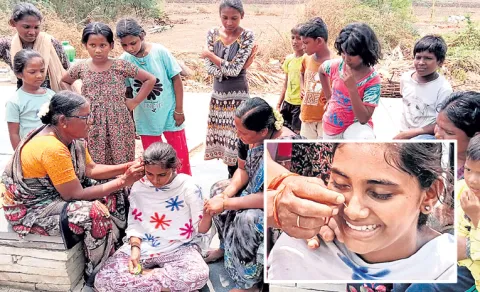 Grandmother Traditional Touch: Ear and Nose Piercing Ceremony in Village