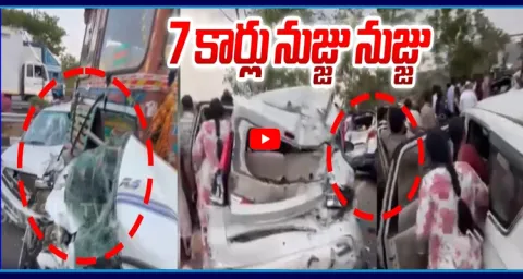7 Cars Crash from Behind after Lorry Applies Sudden Brakes on Road 1