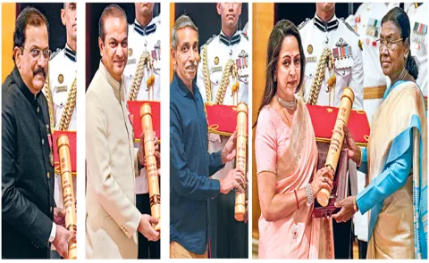 Six Telugu celebrities received Padma Shri from President Draupadi Murmu