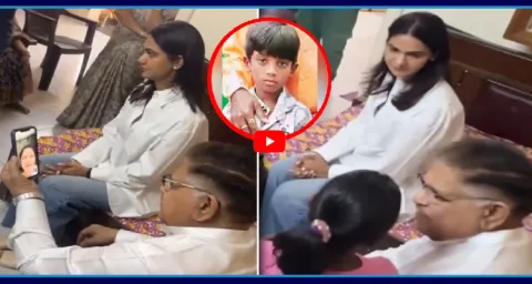 Allu Aravind And Sneha Reddy Visit Sritej Family 1