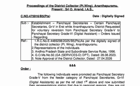 Representation Submitted by Promoted Panchayat Secretaries