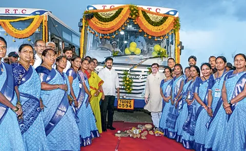 CM Revanth Launches 553 RTC Buses for Women SHGs Under Indira Mahila Shakti Scheme