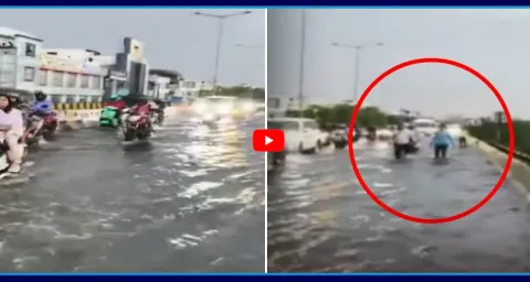 Situation Of Fly Over After Huge Rain In Hyderabad 1