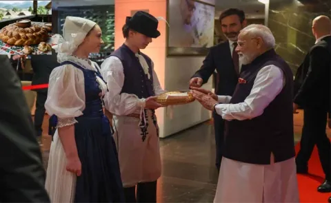 PM Narendra Modi welcomed with Bread and Salt in Slovakia