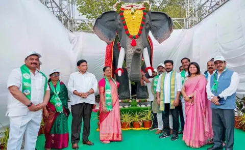 Telangana CM Revanth Reddy Welcomes Robotic Elephant Gifted By PETA