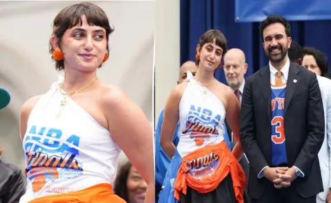 NYC First Lady Rama Duwaji showed up in style at the Knicks championship