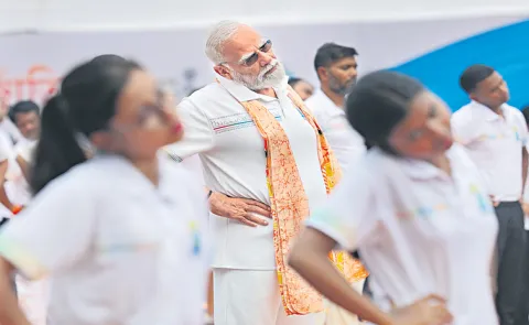 PM Narendra Modi participates In International Day of Yoga celebrations 