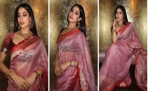 Janhvi Kapoors Banarasi Saree in the Coveted Kadiyal Technique