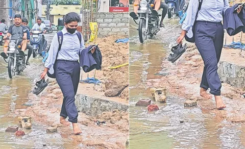 Indira Nagar Colony in Hyderabad’s IT Corridor Submerged by Sewage Overflow