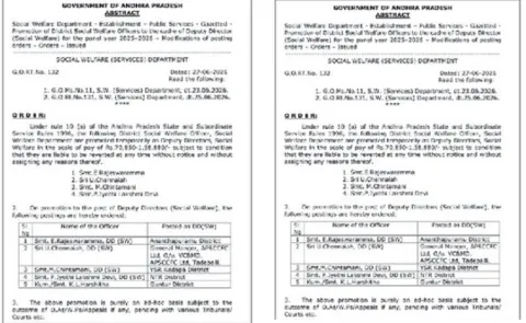 Guntur SC Welfare Officer Transfer Within One Day