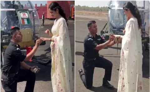 Army pilot proposes to girlfriend in front of helicopter Goes Viral