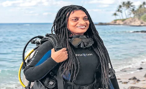 Athulya Bellgand is a India first woman commercial scuba diver