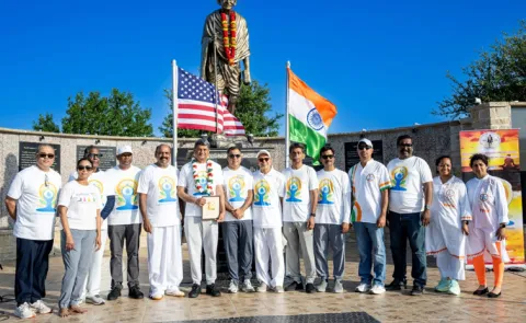 International Yoga Day Celebrations In Dallas USA Near Mahatma Gandhi Memorial