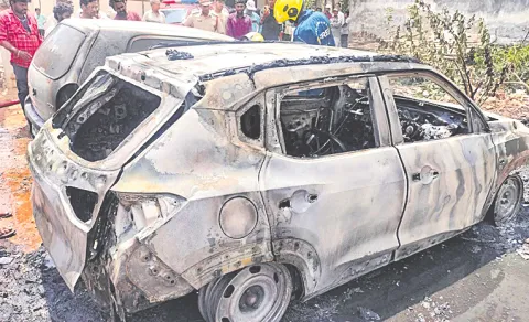 Boduppal Fire Destroys Two Parked Cars