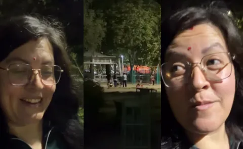Mexican Woman Shocked to See People Walking in Delhi Park at Midnight