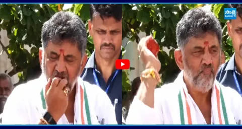 Viral Video DK Shivakumar takes a bite of apple, throws them into crowd 1