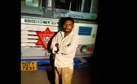 Drunk man runs over RTC bus after getting drunk