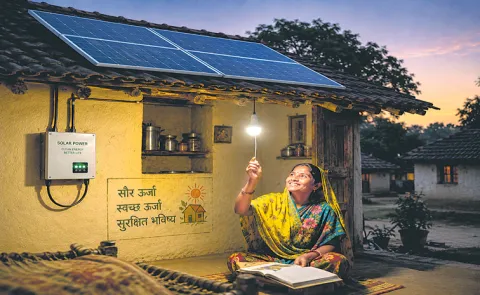 Solar Reconnected Her In Mallikheda village of Unnao district in Uttar Pradesh